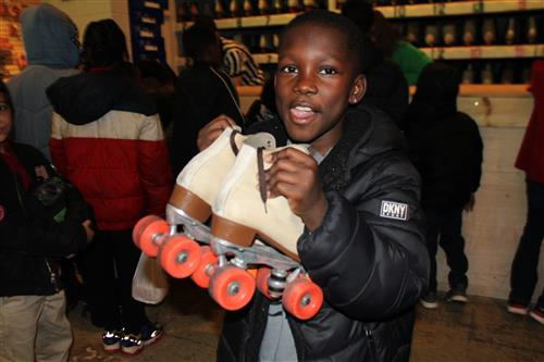 a student with roller skates